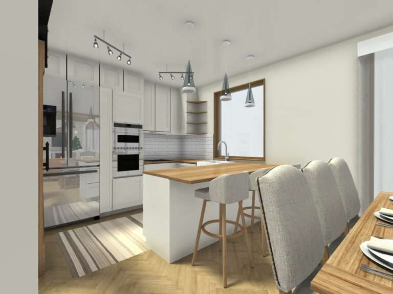 kuhinja- ostava s drvenim kliznim vratima